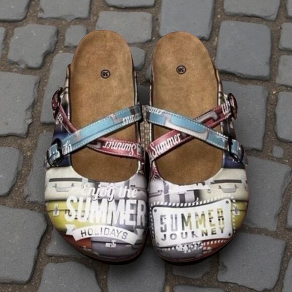 NWOB Summer Holidays Cork Insole Clog Mary Jane Sandals Size 38 US 7.5 - Picture 2 of 8